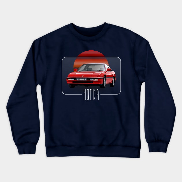 Honda Prelude  // Retro Classic Car Lover Design Crewneck Sweatshirt by DankFutura